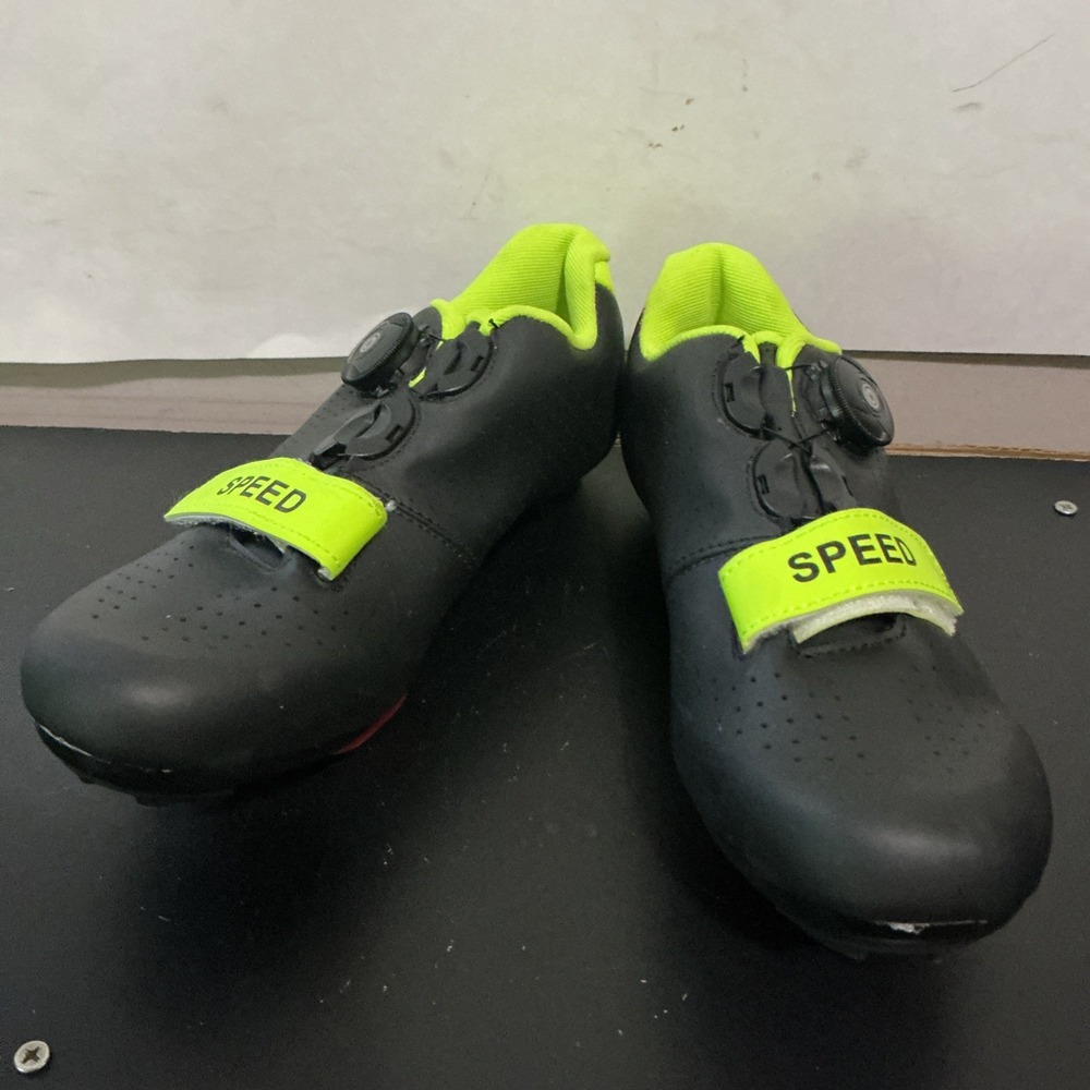 speed microtex cycling bike bicycle shoes black green size eu 38 or 6-6.5 us